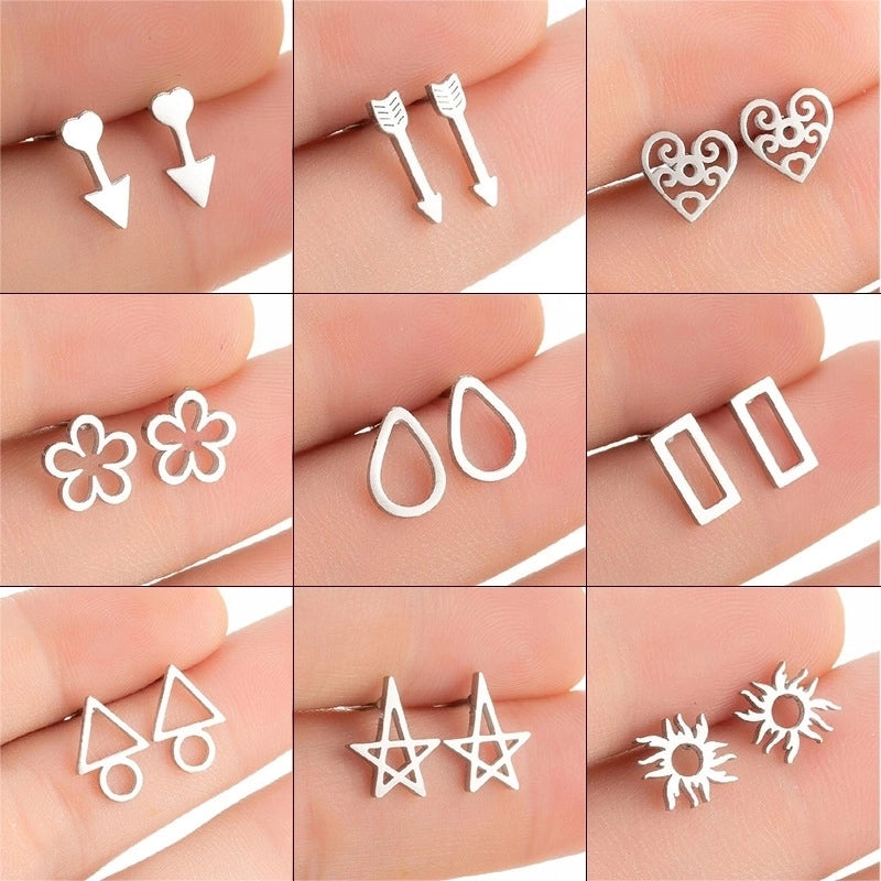 1 Pair Minimalist Sun Plating 304 Stainless Steel 18K Gold Plated Ear Studs