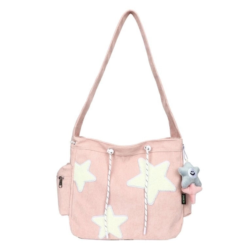Women's Large All Seasons Velvet Star Vacation Square Zipper Tote Bag