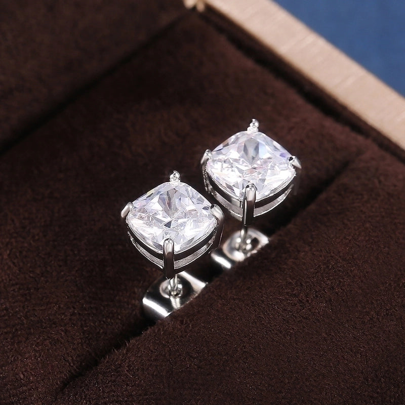 Fashion Square Zircon Geometric Copper Earrings