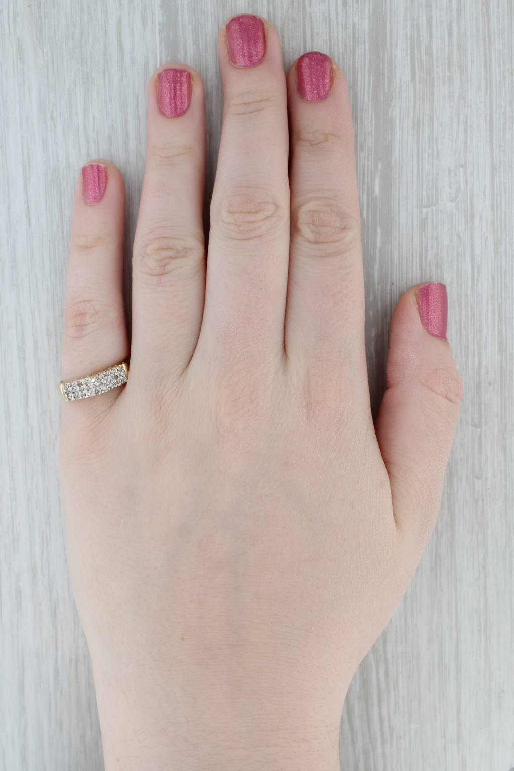 0.27ctw Diamond Rooftop Tiered Ring 10k Yellow Gold Size 8 Stackable Anniversary
