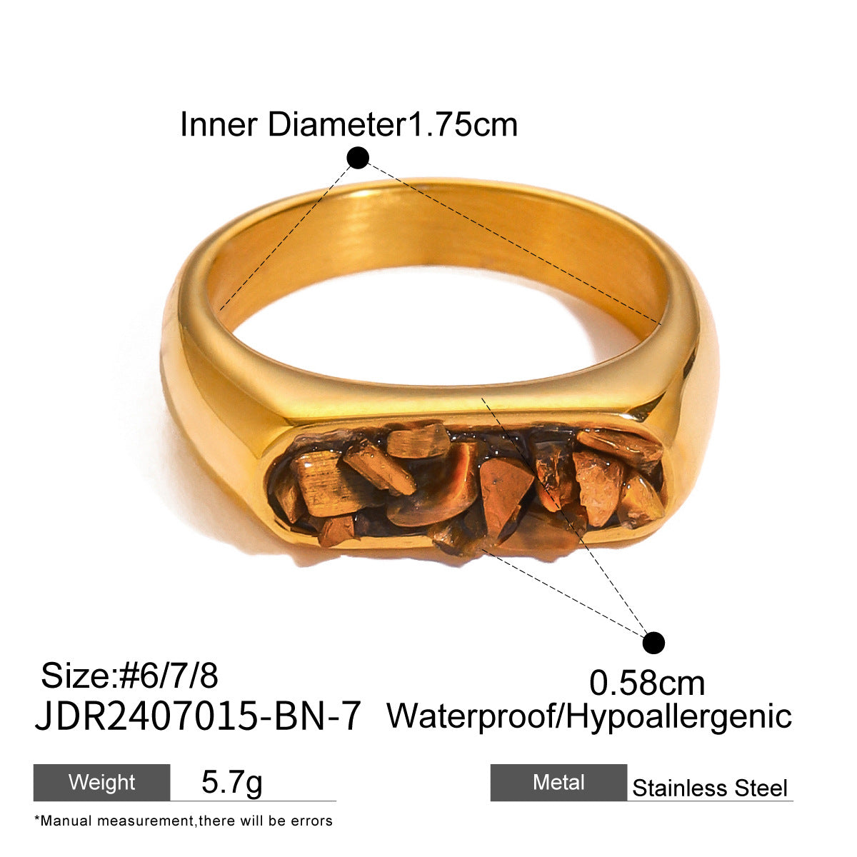 Unisex Round Geometric Stainless Steel Electroplating Rings