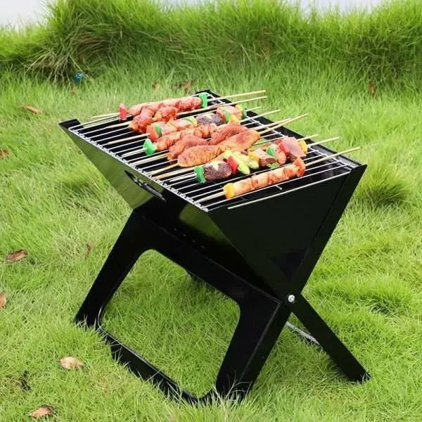 X TYPE FOLDABLE PORTABLE Barbecue Grill. BBQ / BAR B Q Portable Grill WITH COOKING PLATE