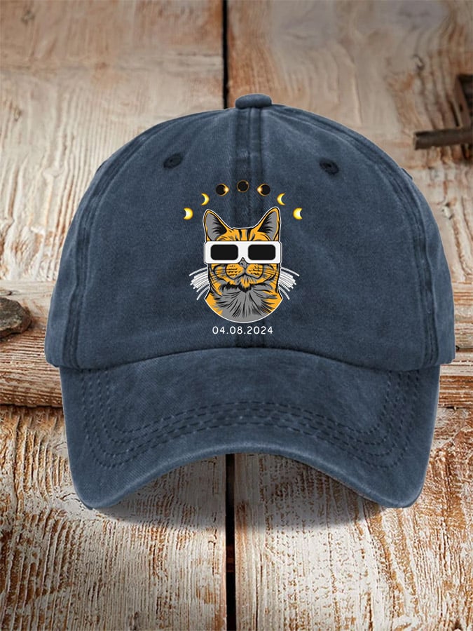 Solar Eclipse2024 Cat Print Baseball Cap