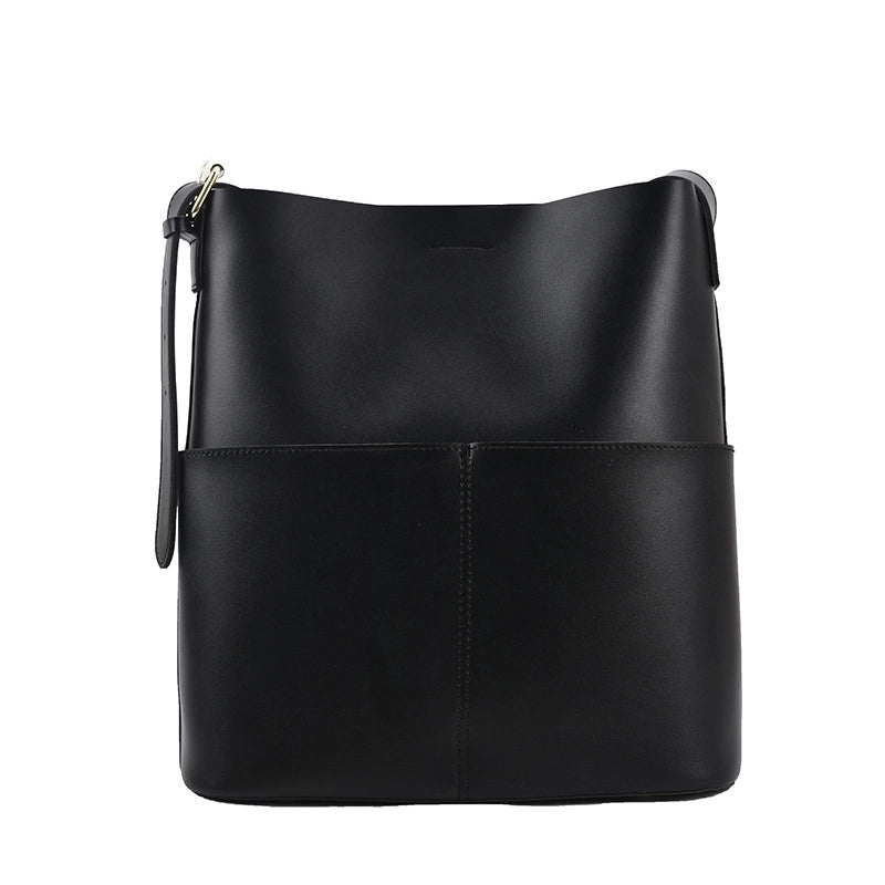 Women's Large Pu Leather Solid Color Basic Open Tote Bag