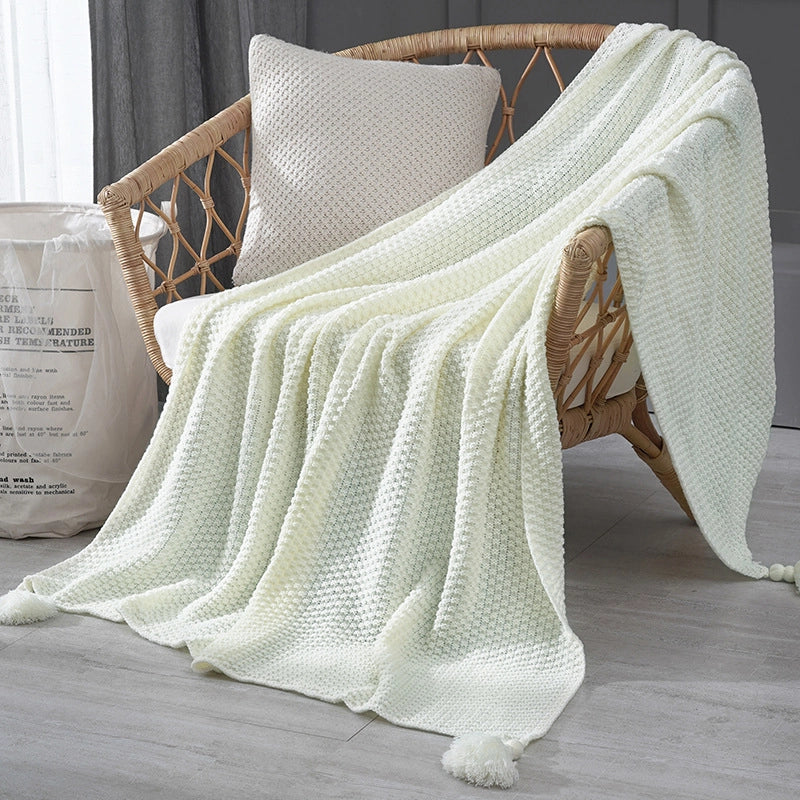 Elegant Solid Color Polyester Acrylic Blanket