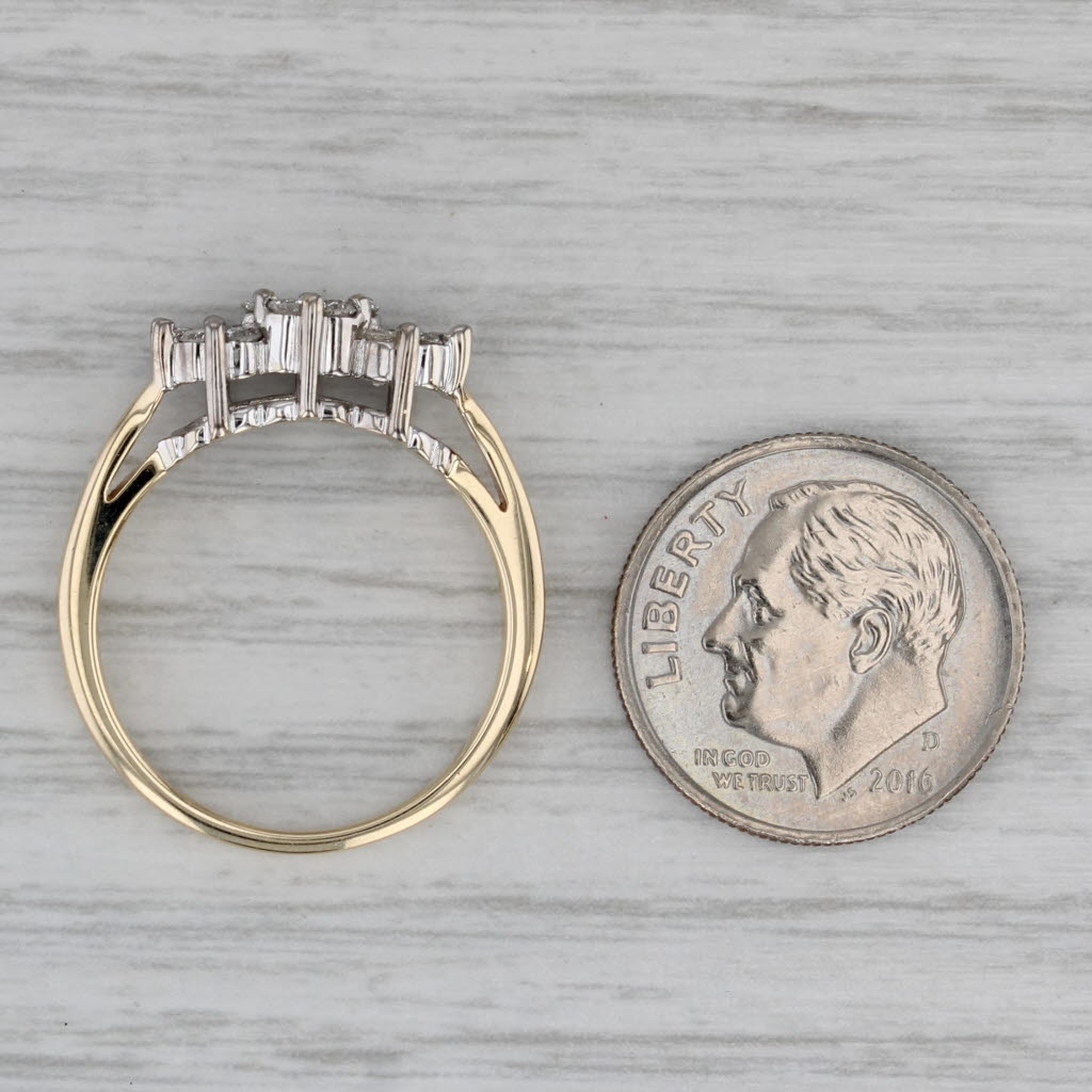 0.50ctw Diamond Flower Clusters Ring 14k Yellow White Gold Size 7 Engagement