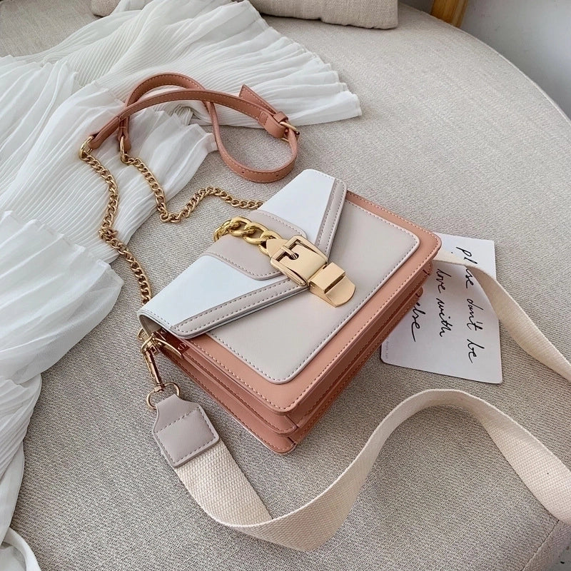 Fashion Contrast Color Broadband Messenger Bag Shoulder Bags