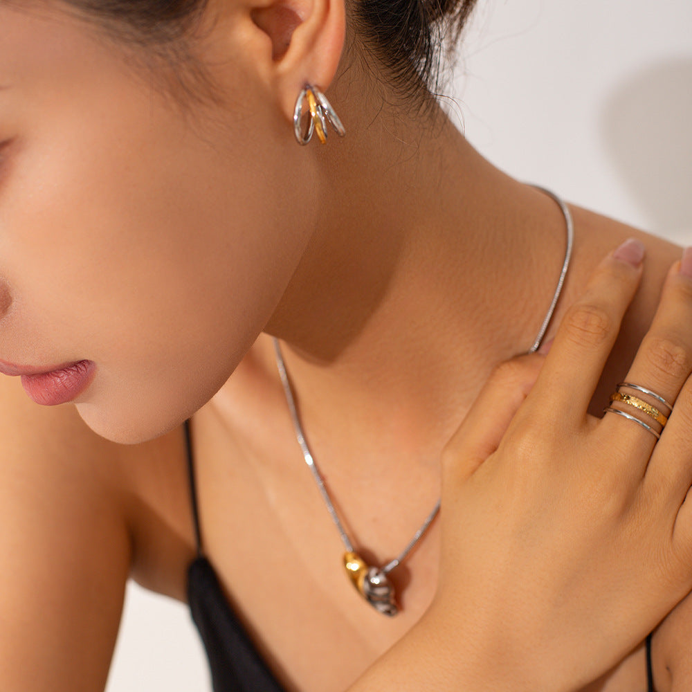 Women Geometric Stainless Steel 18K Gold Plated Rings
