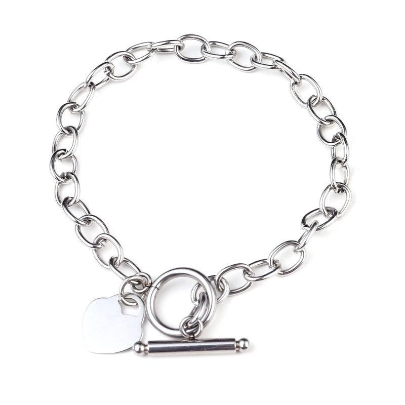 Minimalist Heart Stainless Steel No Inlaid Bracelets