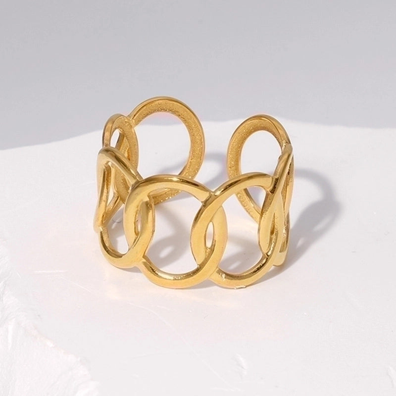 Fashion Geometric Stainless Steel Plating Open Ring