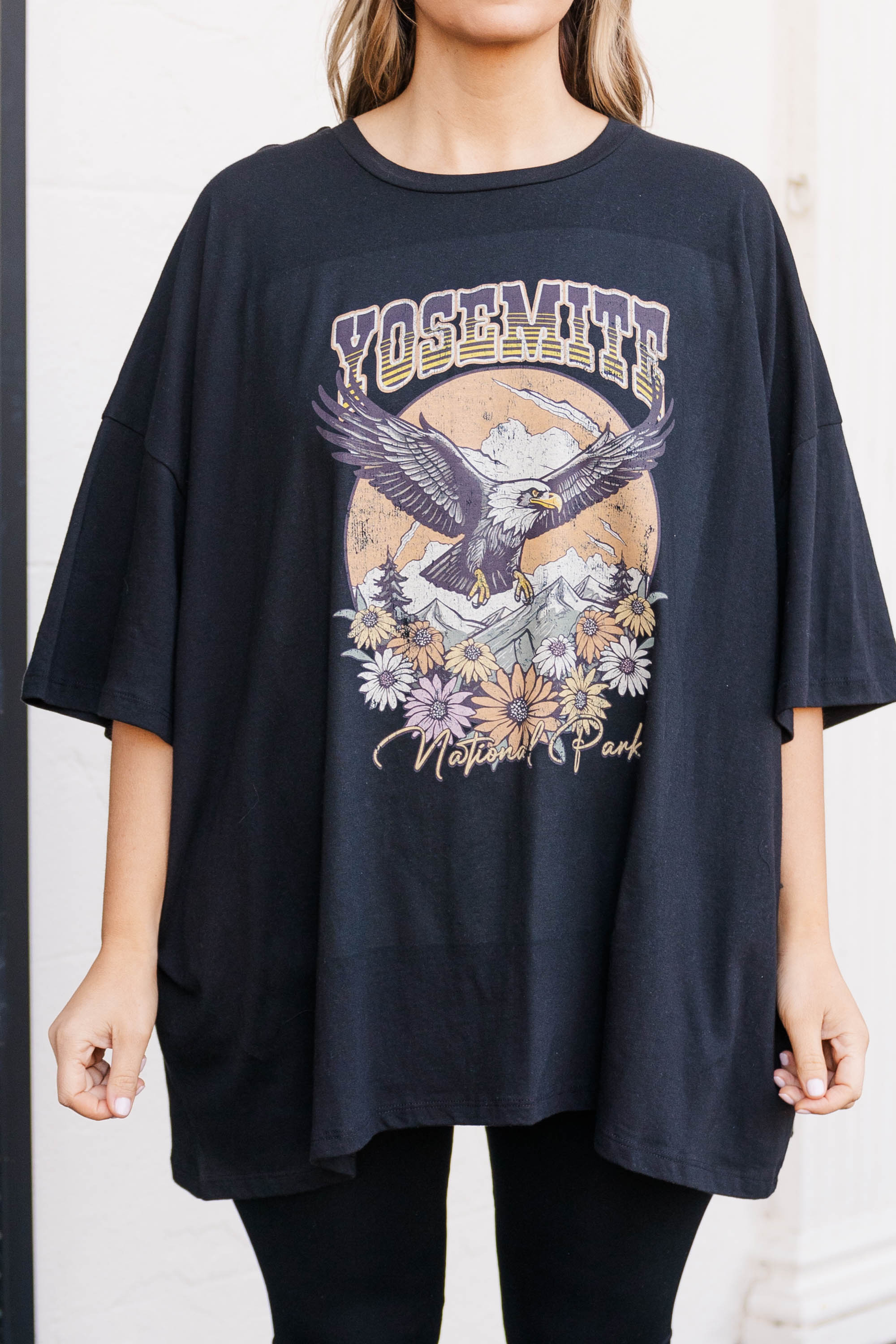 Yosemite Eagle Boyfriend Tee. Black