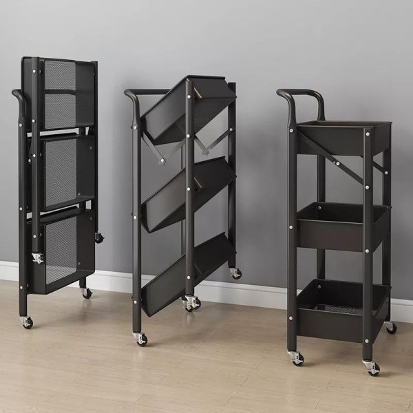 3 Layer Portable Folding Kitchen Bathroom Storage Rack