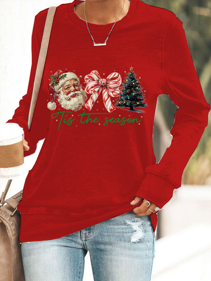 Women's Christmas Season Printed Round Neck Raglan Short Sleeve T-Shirt