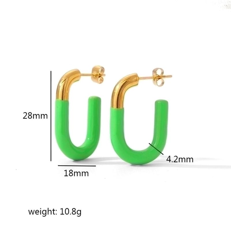 1 Pair Minimalist U Shape Polishing Plating 304 Stainless Steel 18K Gold Plated Hoop Earrings