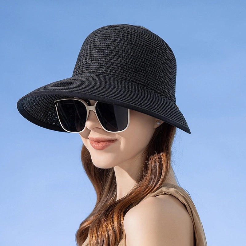 Women's Elegant Basic Solid Color Big Eaves Straw Hat