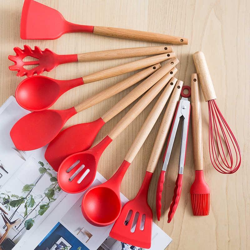 12 PCs Non stick Silicone Cooking Set-Red