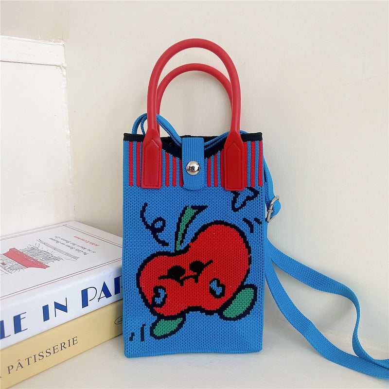 Women's Small Knit Cat Vintage Style Classic Style Bucket Buckle Handbag