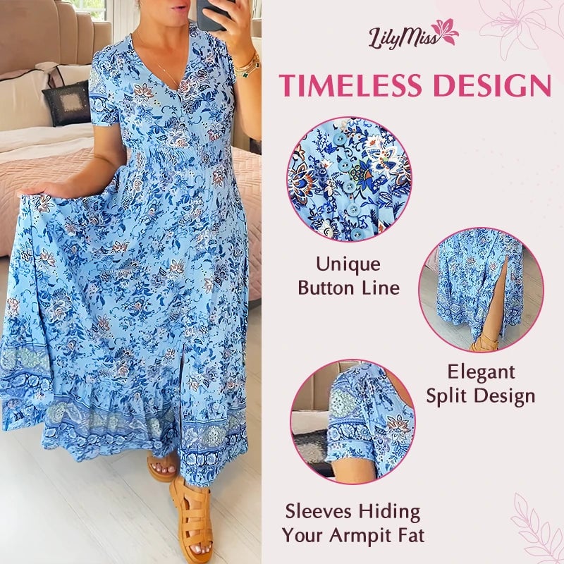 🎁LAST DAY SALE-49% OFF🎁Floral Print V-neck Dress