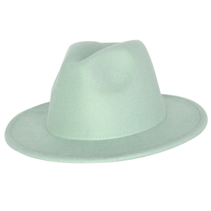 Solid Color Jazz Hat British Style Retro Woolen Hat Adult Embroidery Logo Felt Hat