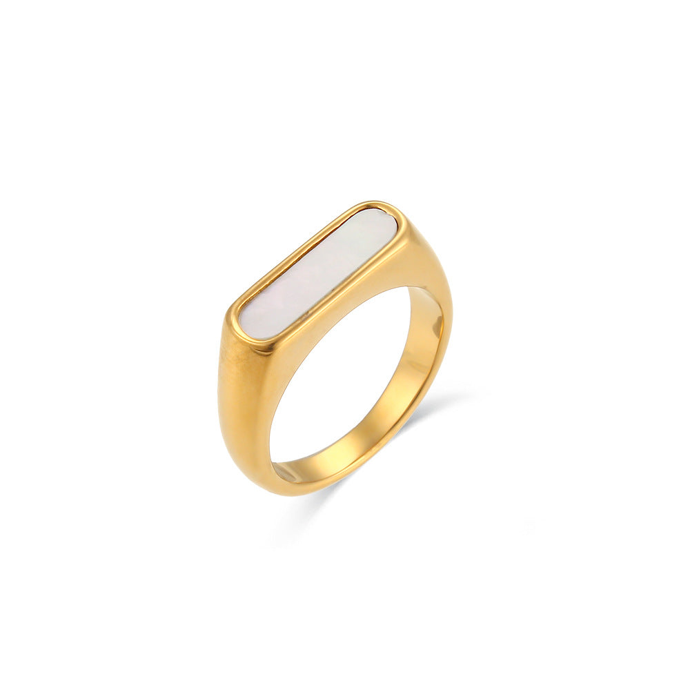 Women Fashion Quadrilateral Round Geometric Stainless Steel 18K Gold Plated Rings