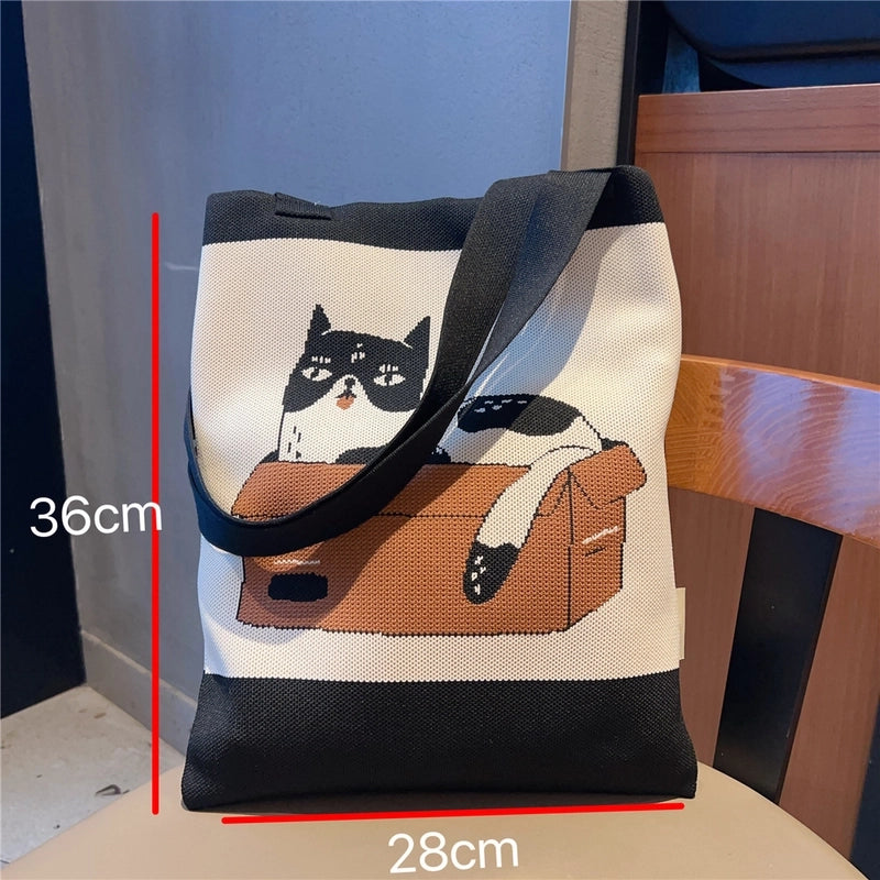 Women's Medium Knit Animal Flower Cute Open Shoulder Bag