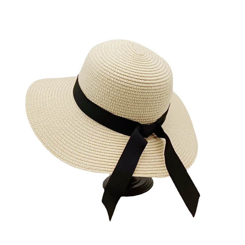 Women's Minimalist Solid Color Big Eaves Straw Hat