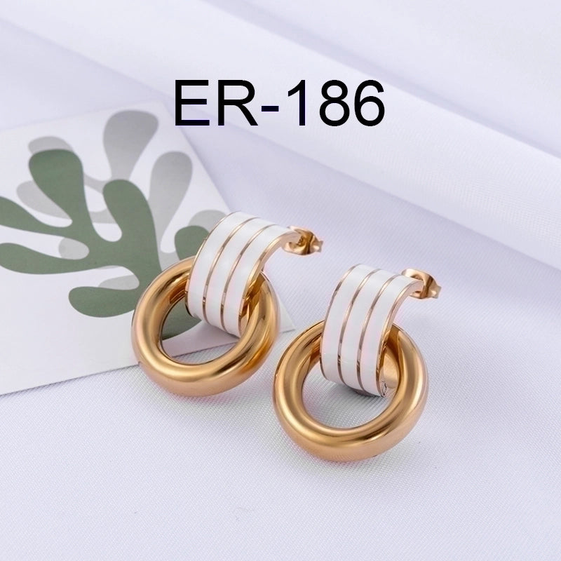 Minimalist Round Enamel Plating 304 Stainless Steel Earrings Ear Studs