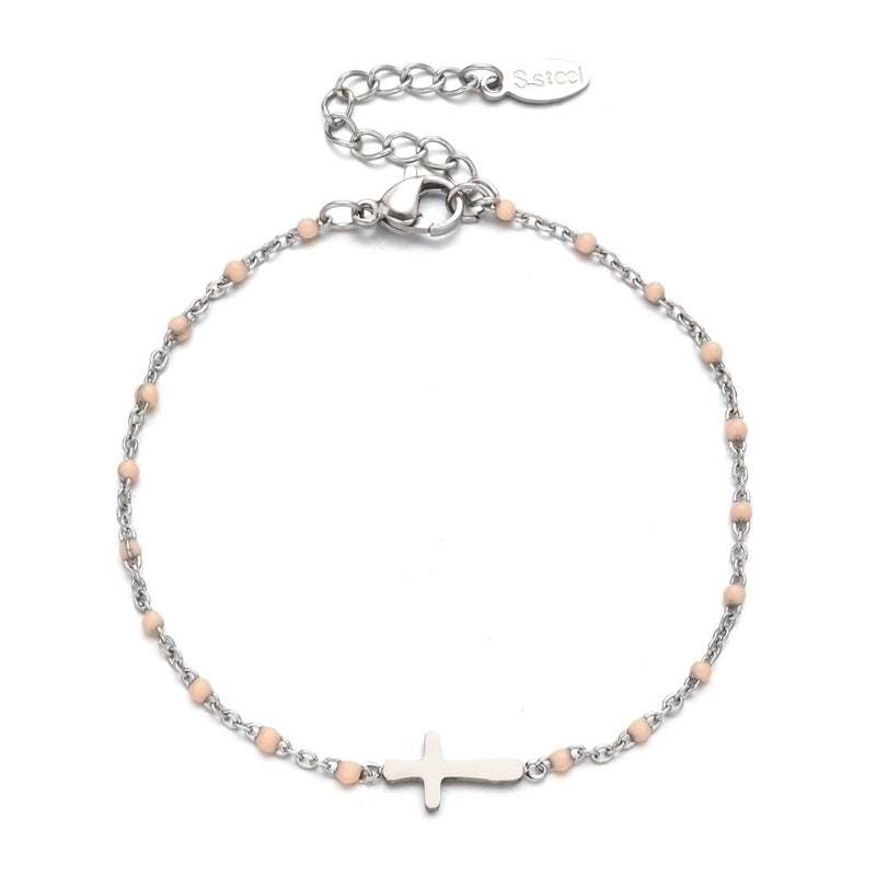 Minimalist Cross Stainless Steel Enamel Plating Bracelets