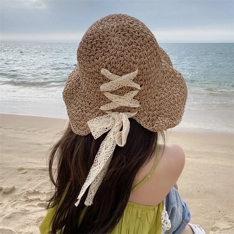 Women's Vacation Minimalist Bow Knot Big Eaves Sun Hat