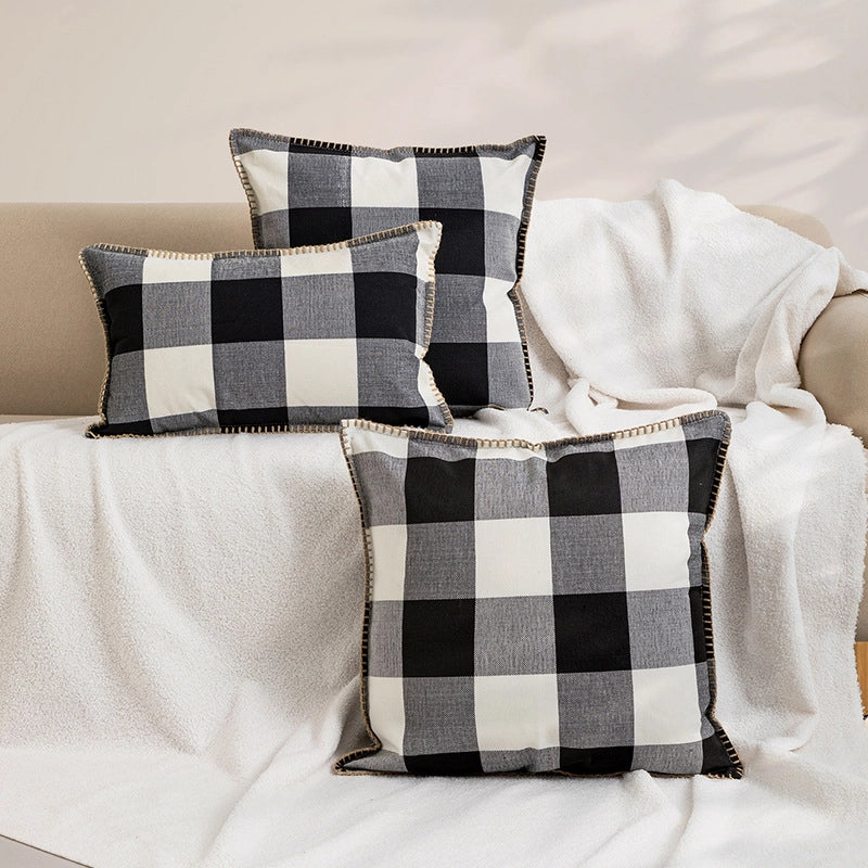 Elegant Minimalist Lattice Imitated Hemp Chenille Pillow Cases