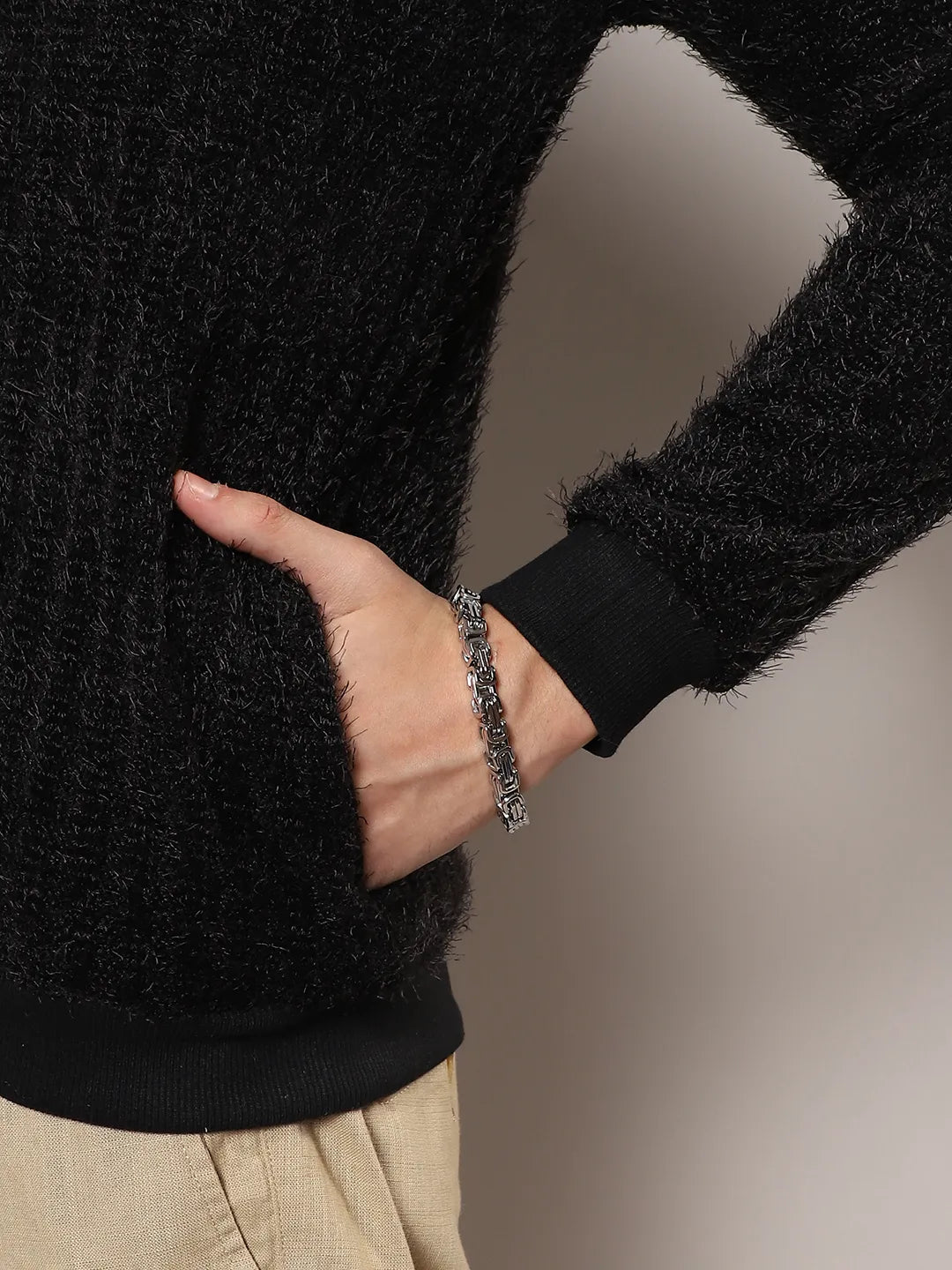 Self-Design Striped Knitted Jacket