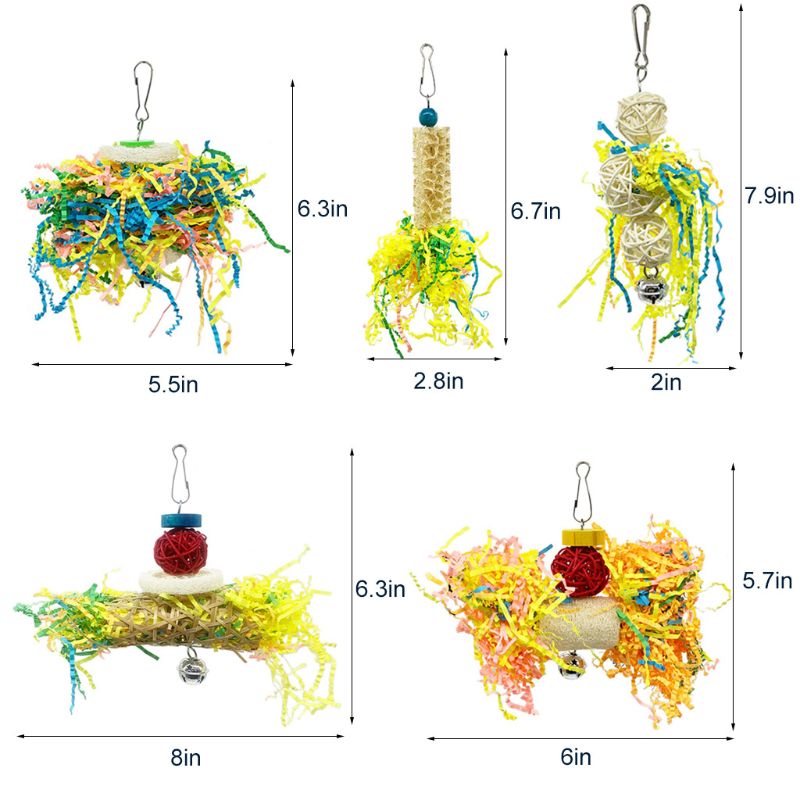 5 Piece Set Of Shredding Bird Toys