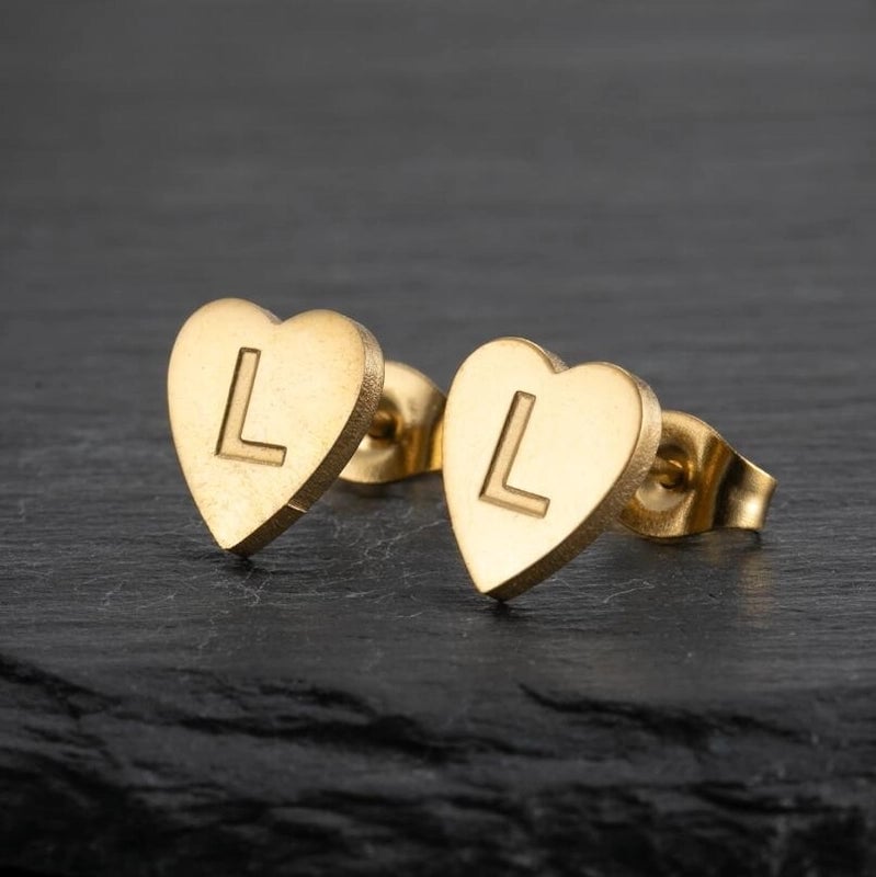 1 Pair Fashion Letter Heart Shape Plating 304 Stainless Steel 18K Gold Plated Ear Studs