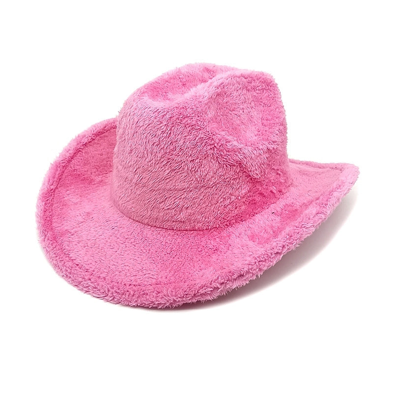 Unisex Cowboy Style Minimalist Solid Color Wide Eaves Fedora Hat