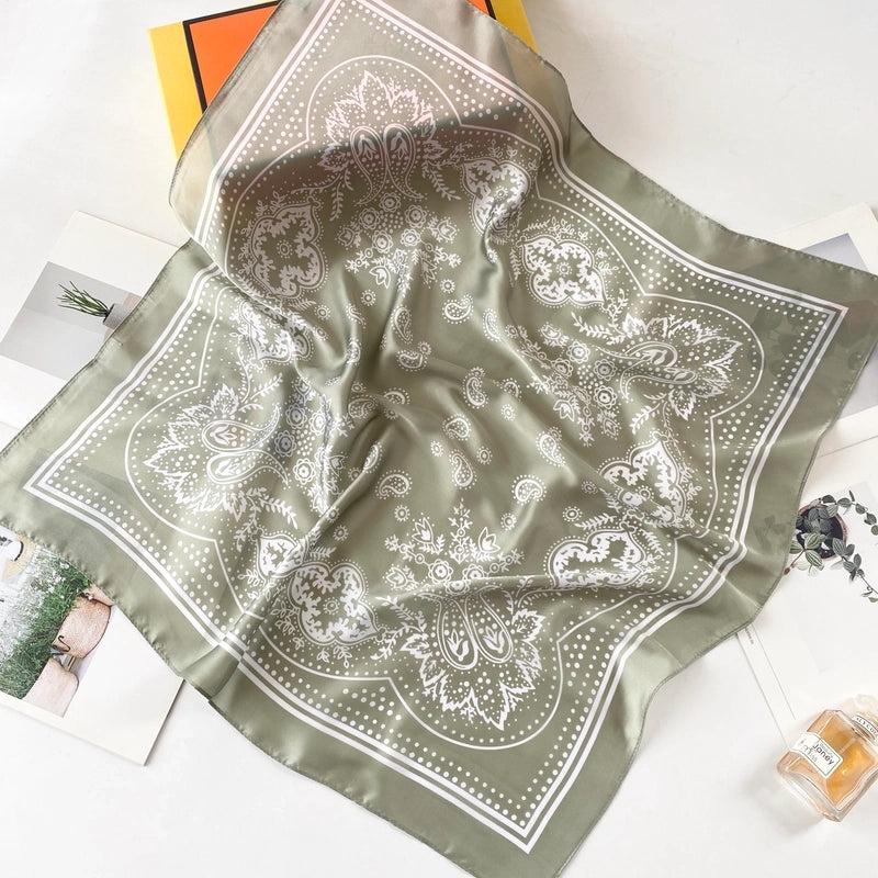 Women's Ig Style Minimalist Flower Satin Printing Silk Scarf