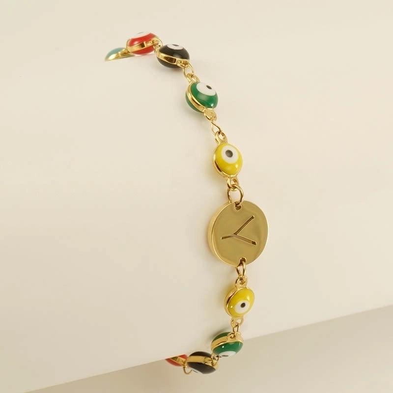 Titanium Steel Gold Plated Minimalist Classic Style Letter Plating Bracelets