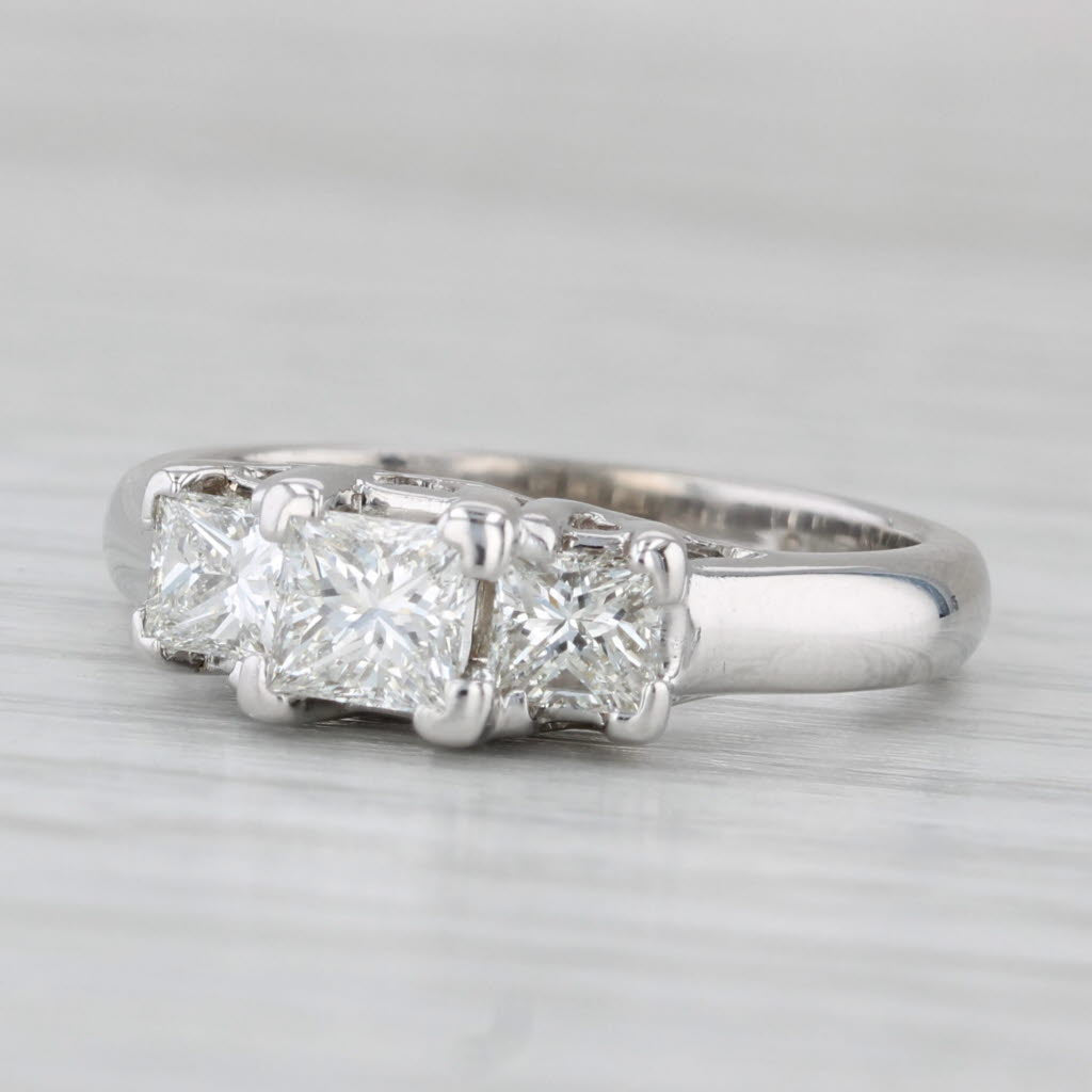 1.01ctw Princess Diamond 3-Stone Engagement Ring 14k White Gold Size 6.25