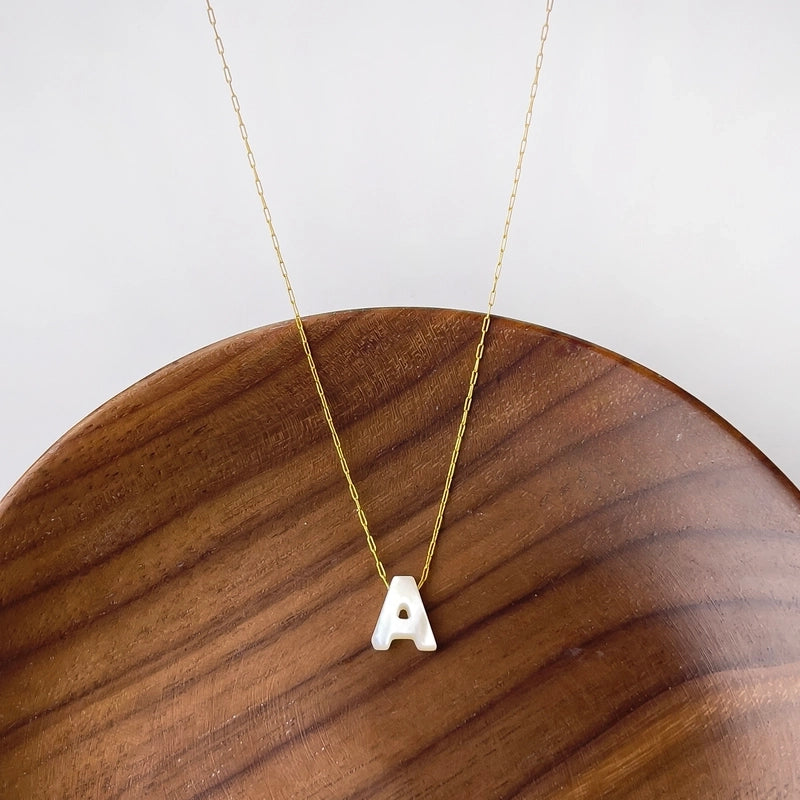 316L Stainless Steel  18K Gold Plated Minimalist Irregular Letter Shell Pendant Necklace