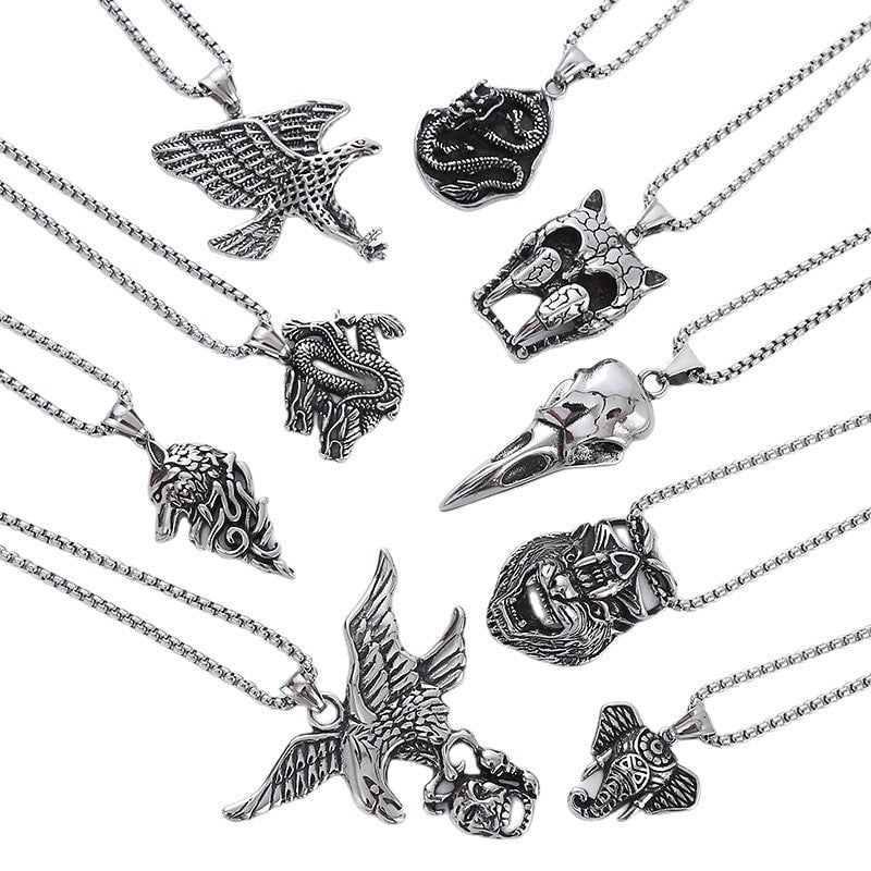 Aml Personalized Animal Head Hip-Hop Punk Style Titanium Steel Men'S Necklace