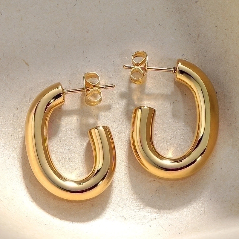 1 Pair Minimalist Classic Style Solid Color Polishing Plating Stainless Steel 18K Gold Plated Ear Studs
