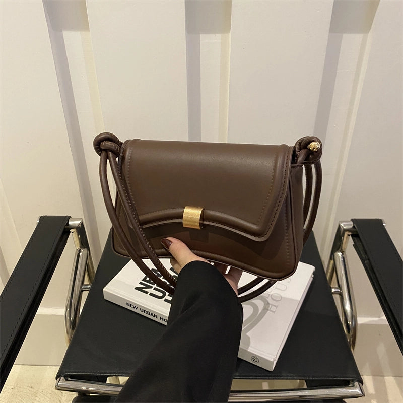 Women's Pu Leather Solid Color Basic Square Magnetic Buckle Shoulder Bag Crossbody Bag
