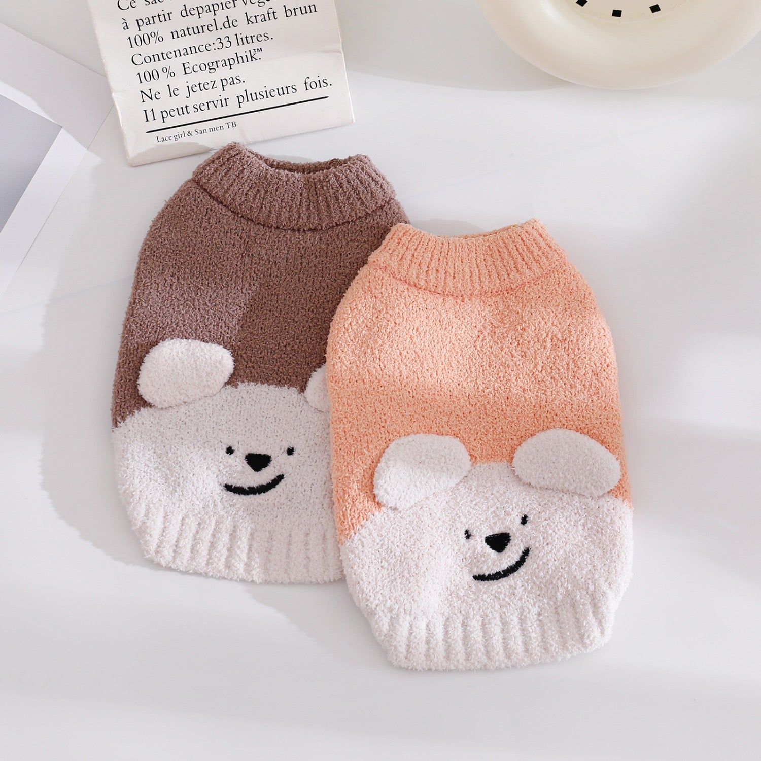 Soft Warm Bear Head Pattern Dog Cat Sweater