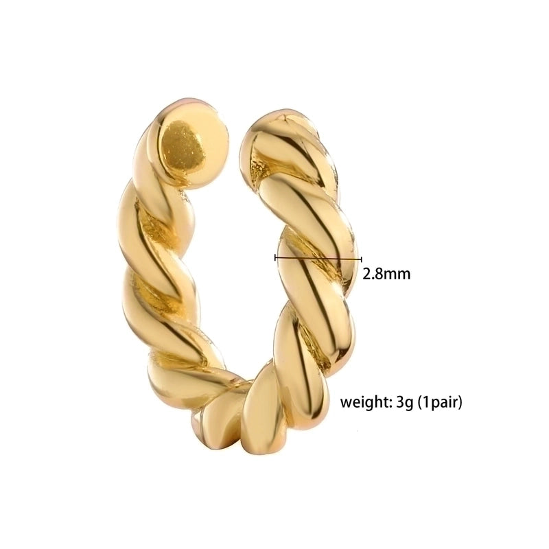 1 Pair Ig Style French Style Minimalist Leaves Twist Plating Inlay Copper Zircon 18k Gold Plated Ear Cuffs
