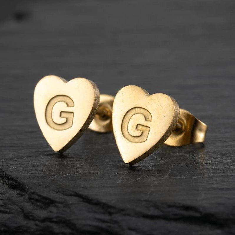 1 Pair Fashion Letter Heart Shape Plating 304 Stainless Steel 18K Gold Plated Ear Studs