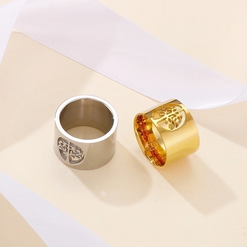 Titanium Steel 18K Gold Plated Fashion Plating Flower