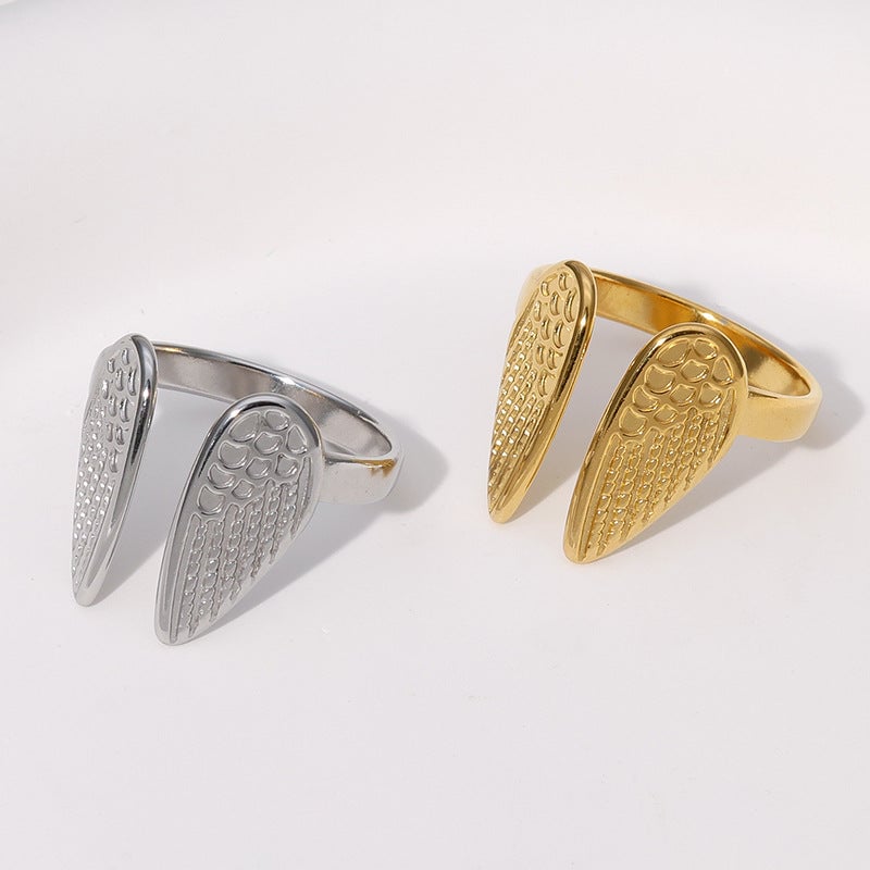 Open Ring Expressive Wing Stainless Steel Electroplating Rings