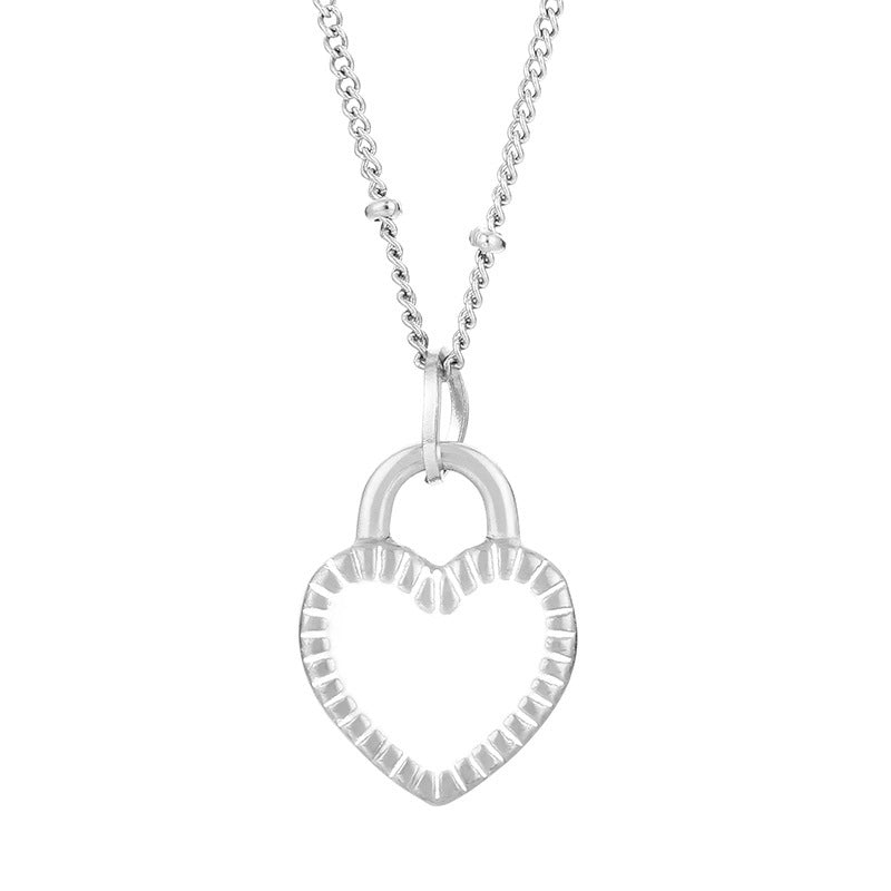 Minimalist Heart Shape Titanium Steel Resin 18K Gold Plated Inlay Pendant Necklace