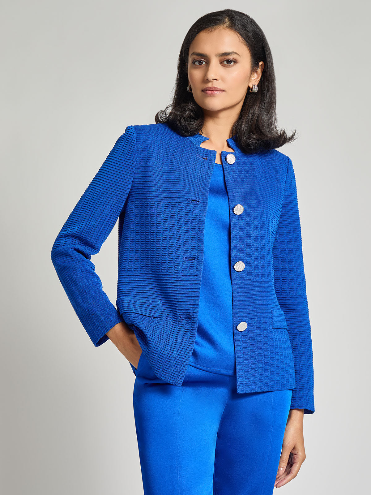 Tailored Tonal Ottoman Knit Jacket - Vanity Fit