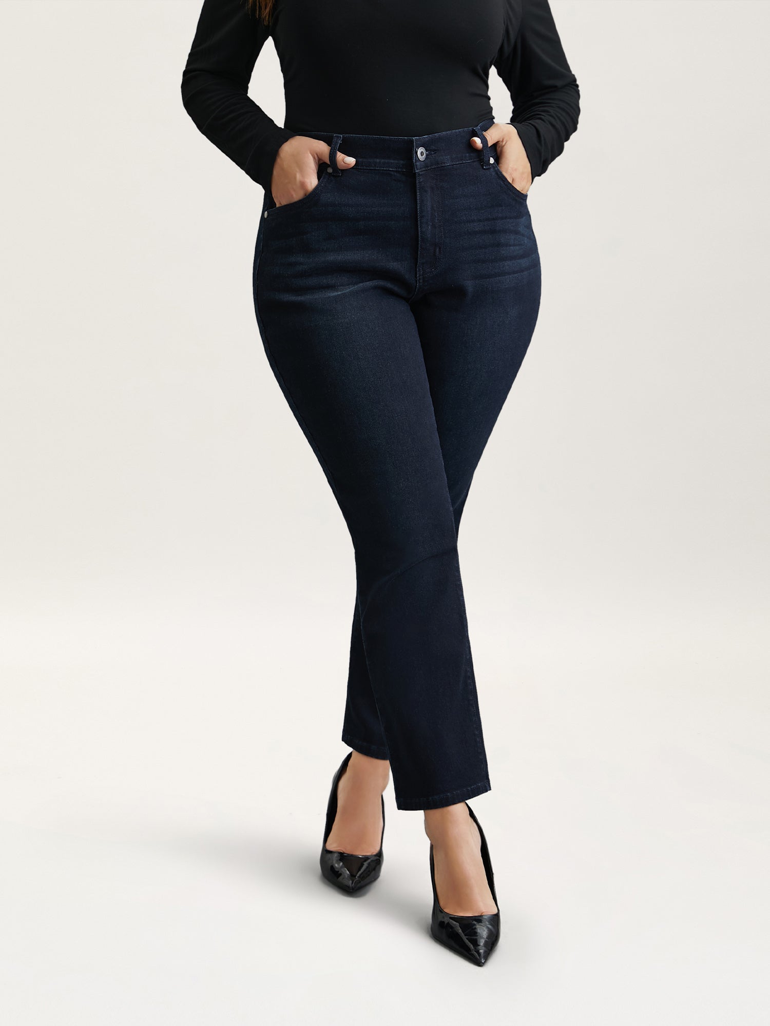 Whiskered Mid-Rise Skinny-Fit Jeans
