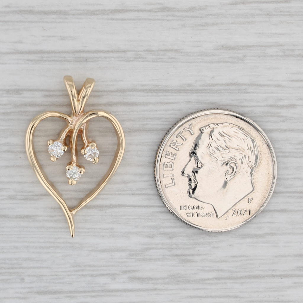 0.12ctw Diamond Spray Heart Pendant 14k Yellow Gold
